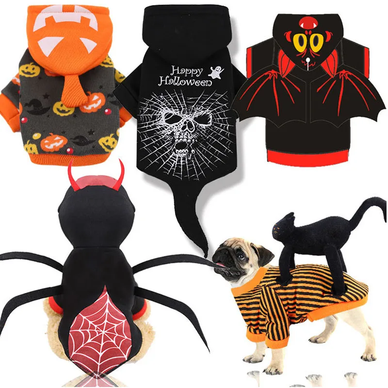 Одежда для собак зимняя теплая одежда на Хэллоуин забавное пальто чихуахуа