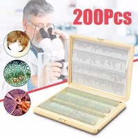 biology 200 pcs prepared biological basic science microscope glass slides school and laboratory english label teaching samples