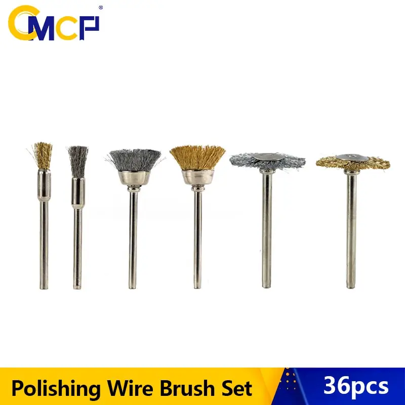 

CMCP 36pcs Polishing Wire Brush Disc Wheel Metalworking Steel Wire Wheel Brush for Dremel Mini Drill Rotary Tools Accessories
