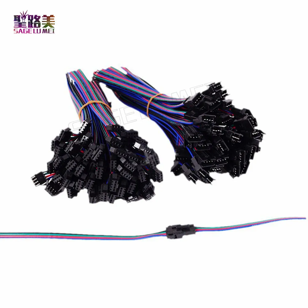 50 пар/компл. 4 Pin JST SM разъем штекер гнездо кабель провод для 5050/3528 RGB Светодиодная