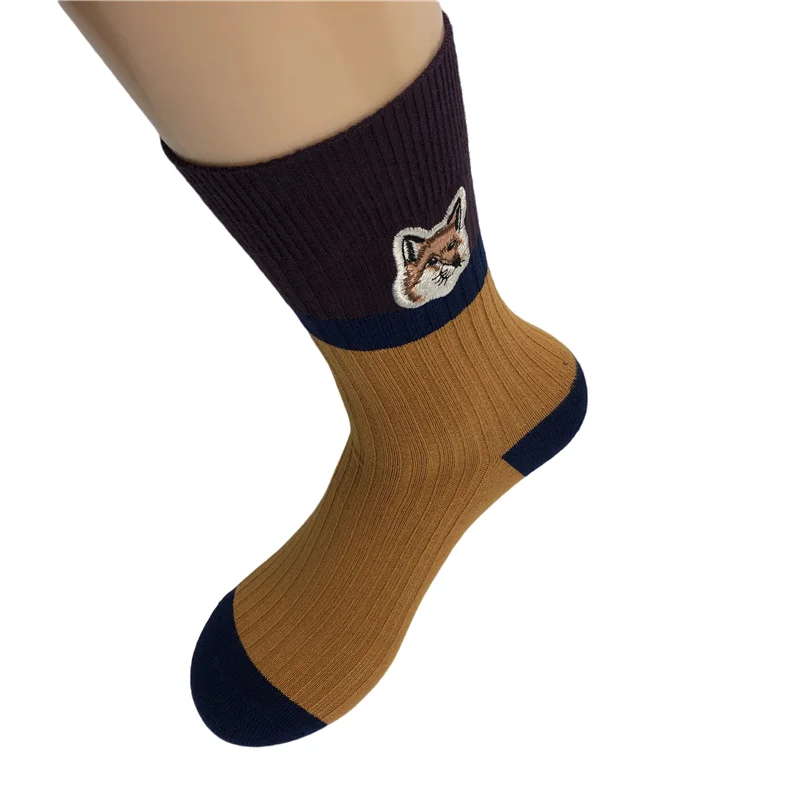 [37-42] New Double Needle Embroidered Cotton Socks Are Fashionable, New, Sports, Leisure And Comfortable, Street Fashion