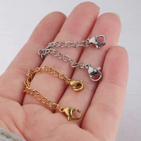 handmade double lobster clasp plus tail chains 50pcs 7mm fashion women necklacebracelet extension chain jewelry accessories
