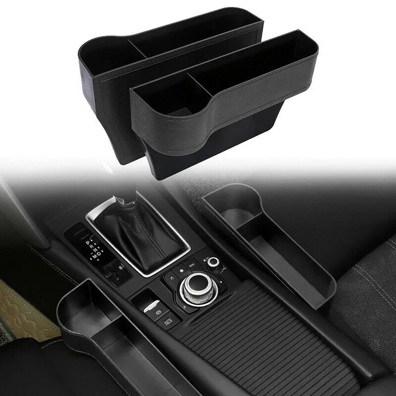 Hot Sale 1 Pair Car Seat Gap Catcher Organiser Storage Box Pocket + Cup Holder Side Black | Автомобили и мотоциклы