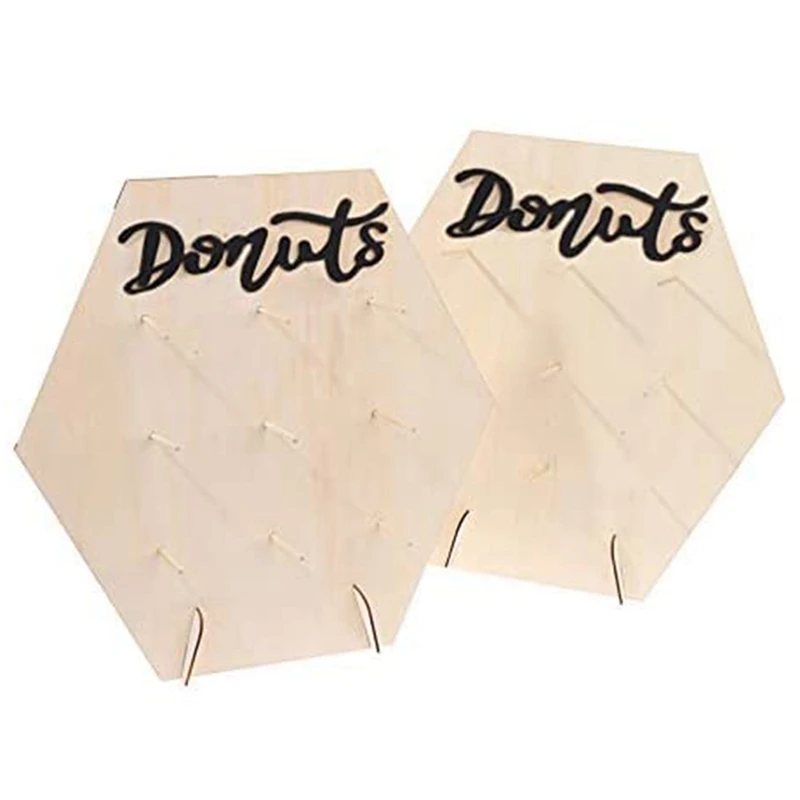 

2 Pcs Wooden Donut Stand Display Doughnut Stands Can Hold 9,Durable Donut Holder for Birthday Party,Wedding,Holiday