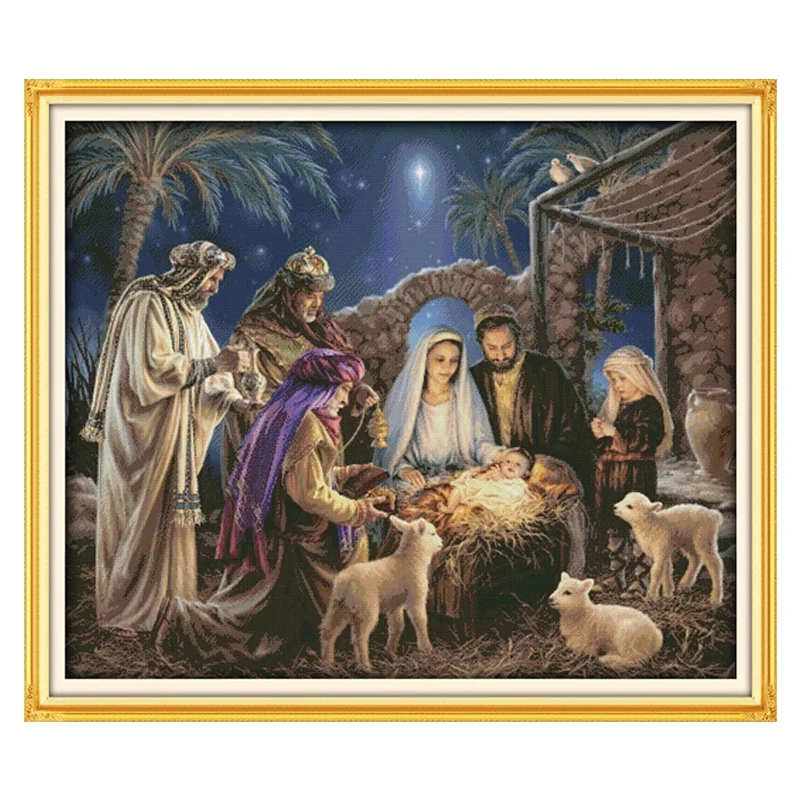 

Набор для вышивки крестиком с надписью «Birth of Baby Jesus Unprinted», набор для рукоделия, 11, 14CT, ручная работа, украшение для дома