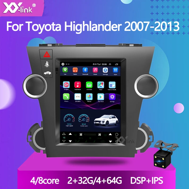 Автомобильная стереосистема 9 7 дюйма в стиле Tesla Android 10 0 Gps 4g для Toyota Highlander 2007-2013