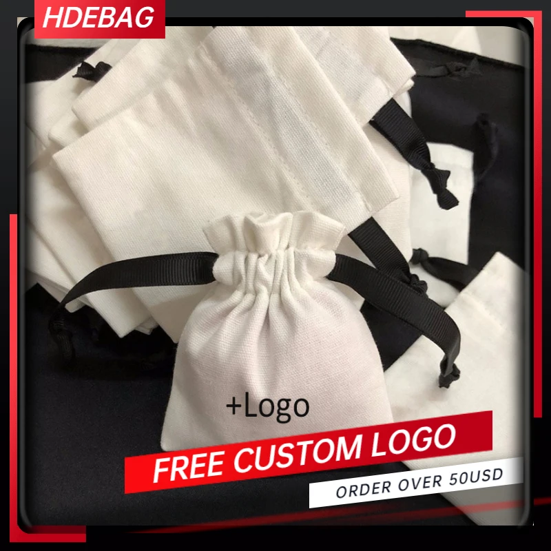6AFB 50 шт. Пользовательский логотип мешок ювелирных изделий хлопок холст