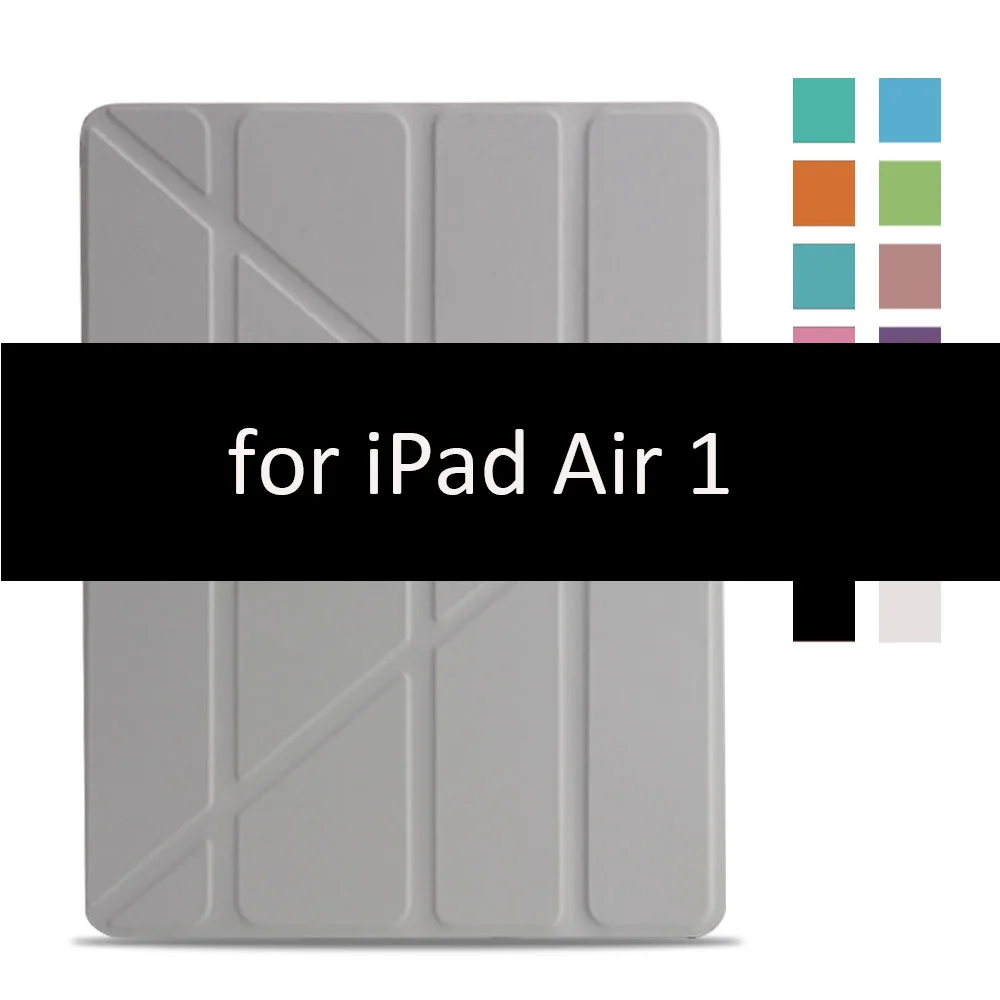 Grey-1 Чехол для iPad Air 2 1, чехол, из искусственной кожи и ультратонкая задняя крышка из поликарбоната, умный чехол, Магнитный чехол для iPad air 2, A1566, A1567, откидная подставка - Цвет: Grey-1