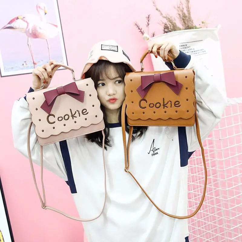 

Pink Kawai Embroidery Bow Handbags for Women 2021 Lolita Bussiness Shoulder Bag Cute Cookie Crossbody Flaps Female Messenger Bag