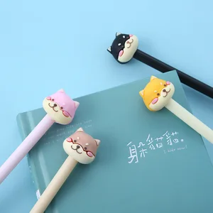 Гелевая ручка с рисунком собаки, шариковая ручка, 0,5 мм, черного цвета, шариковые ручки для письма, подписи, милый хаски, офиса, школы, F946, 4 шт.