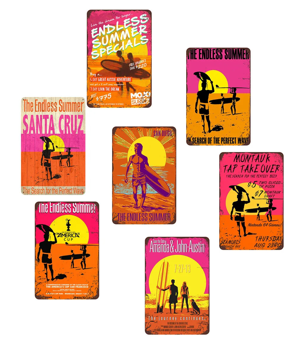 

Винтажные металлические знаки THE ENDLESS SUMMER BEACH SURF для бара, кафе, дома, кухни, таверны, Настенный декор, металлические подарочные наклейки на ст...