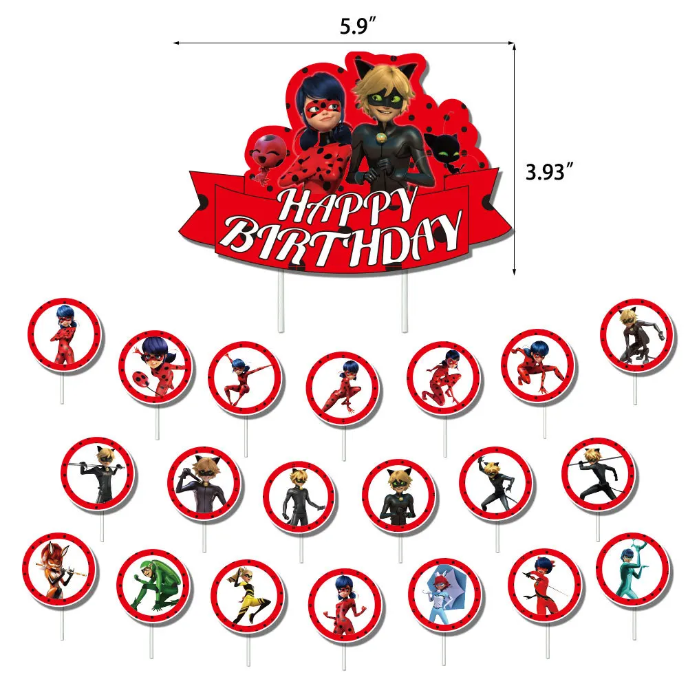 ladybug miraculoused Cartoon Girl Black Cat Balloons Cake Topper Happy Birthday Party Room Decoration Kids Best Gifts | Игрушки и хобби