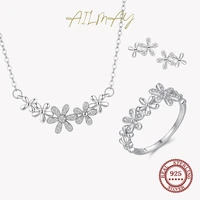 ailmay genuine 925 sterling silver little daisy exquisite flowers jewelry sets sparkling cz for women statement jewelry gift