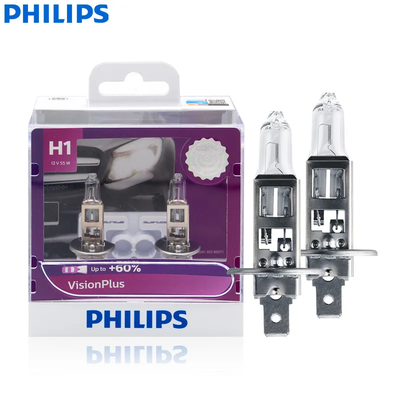 

Лампа Philips VisionPlus H1 H3 H4 H7 H11 9003 9005 9006 HB2 HB3 HB4 VP 12 В + 60% яркая аналогичная Автомобильная галогенная фара, противотуманные фары, 2 шт.