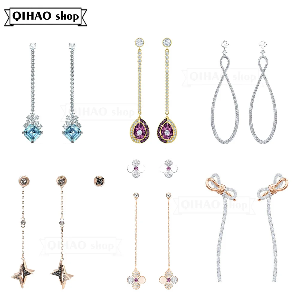 

SWA Fashion Jewelry High Quality 2021 New Long Tassel Lucky Grass Bow Women's Charm Earrings Romantic Gift Dangle Earrings