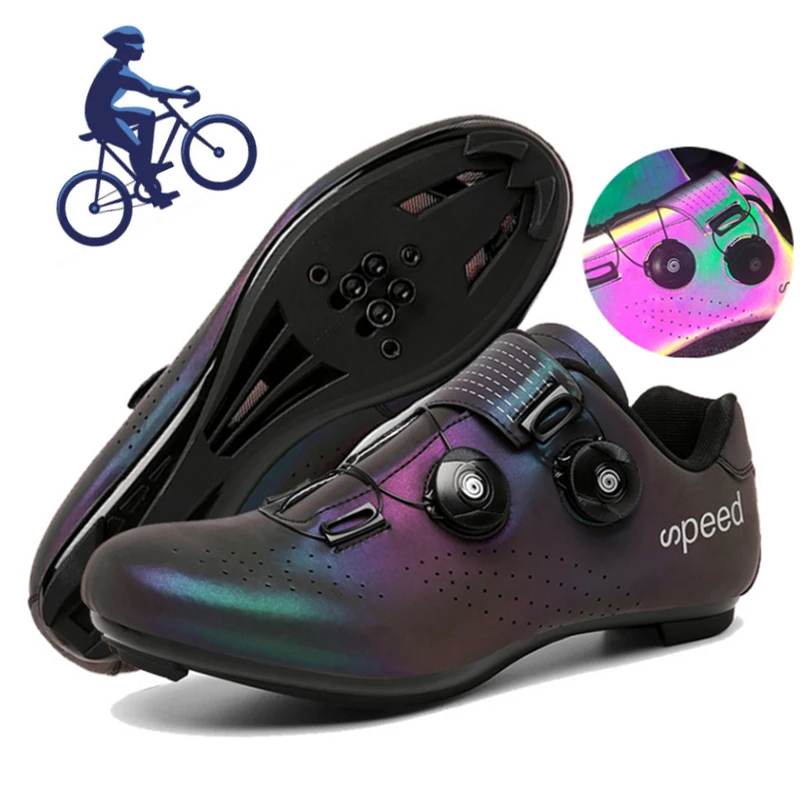 

Ultralight Dubbele Gespen Fietsschoenen Mtb Lichtgevende Racefiets Schoenen Zelfsluitende Fiets Cleat Schoenen Professionele Sne