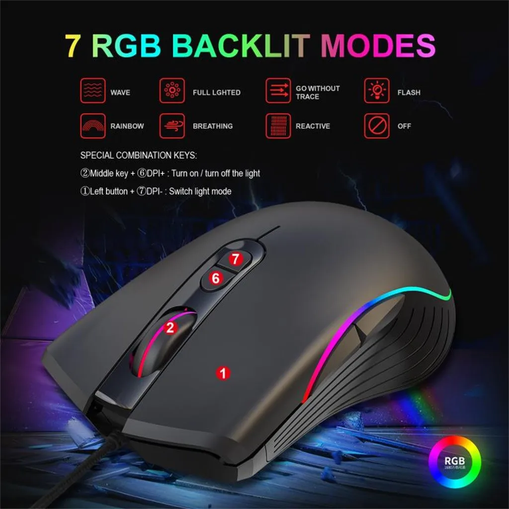Проводная мышь Ouhaobin для HXSJ A869 USB геймерская Компьютерная Мышь игр