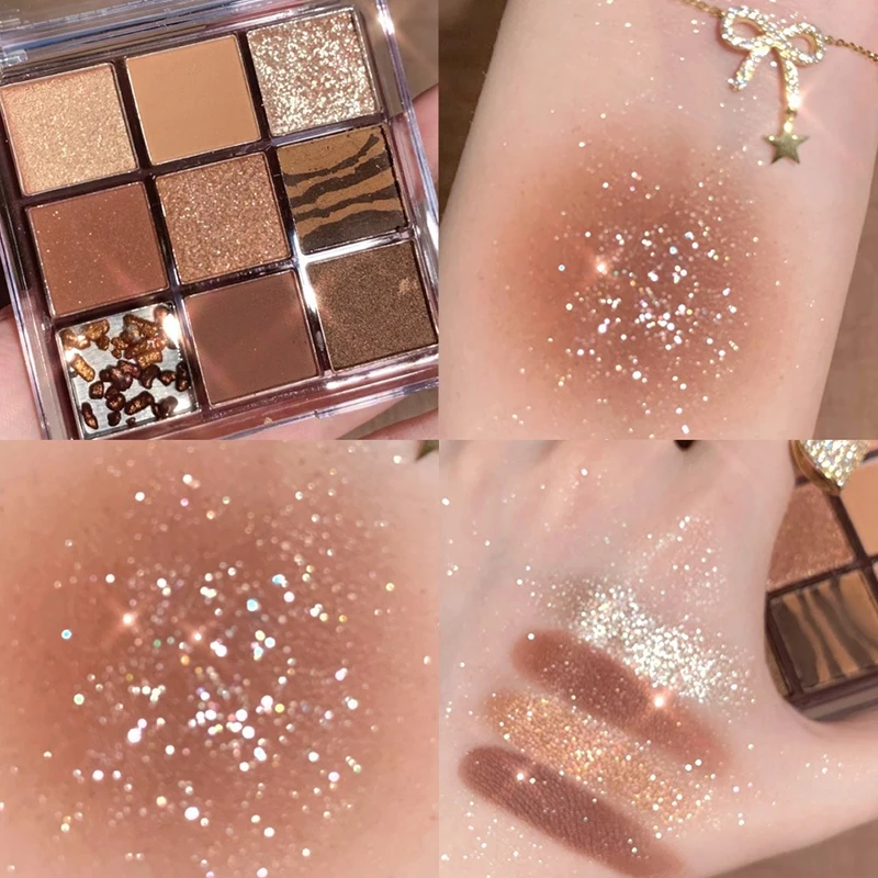 

9 Color Glitter Pearlescent Matte Eyeshadow Acrylic Transparent Nine-color Eye Shadow Palette Waterproof Eye Cosmetic Fashion