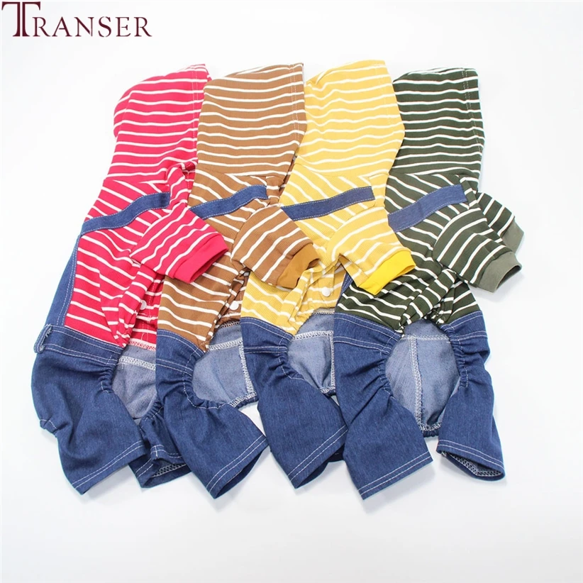 Transer модные комбинезоны в полоску для собак джинсовые одежда комбинезон животных