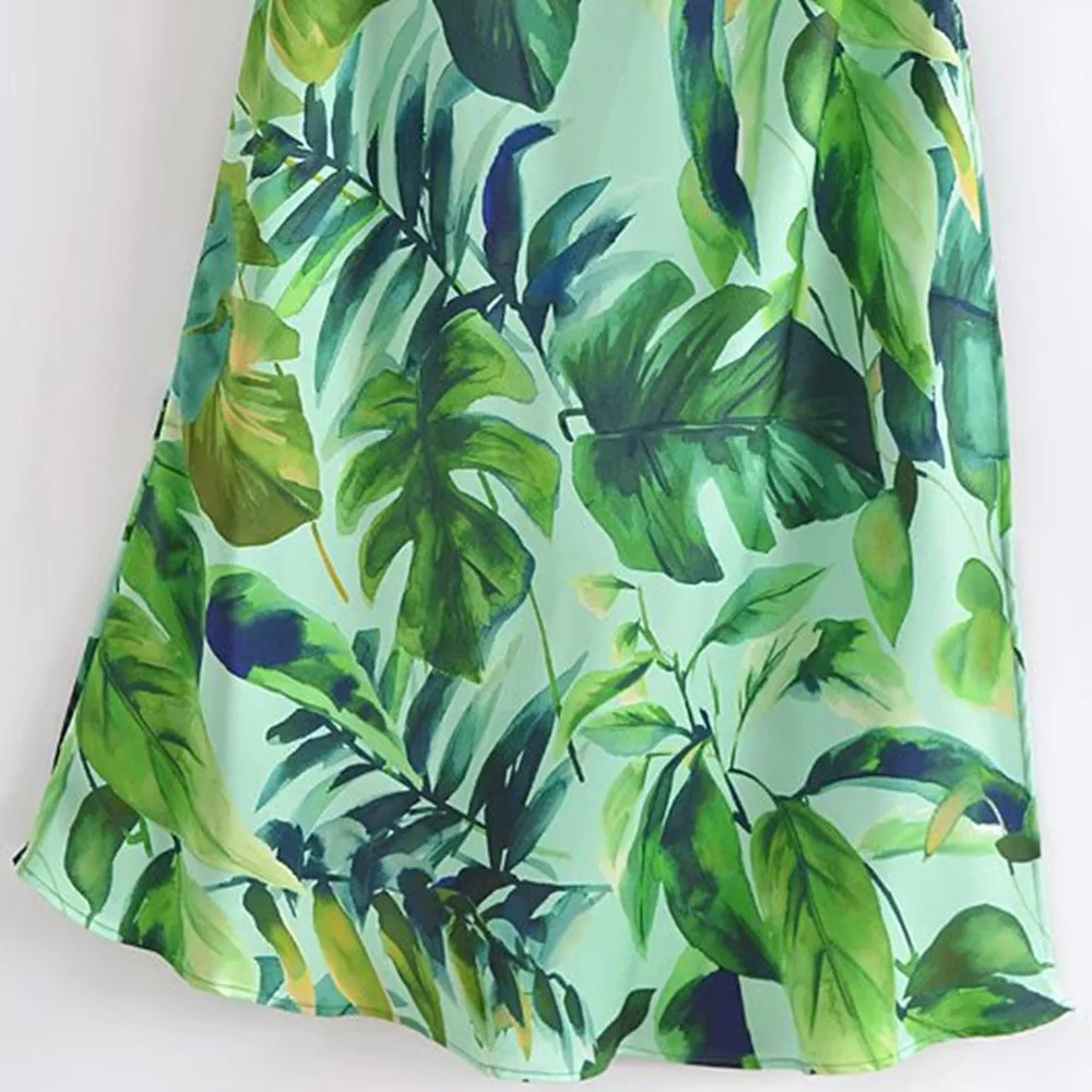 

Dresses Casual Wear Woman Clothing Hawaii Tropical Flowers Style Sleeveless O Neck Adjustable Spaghetti Midi Dress Summer
