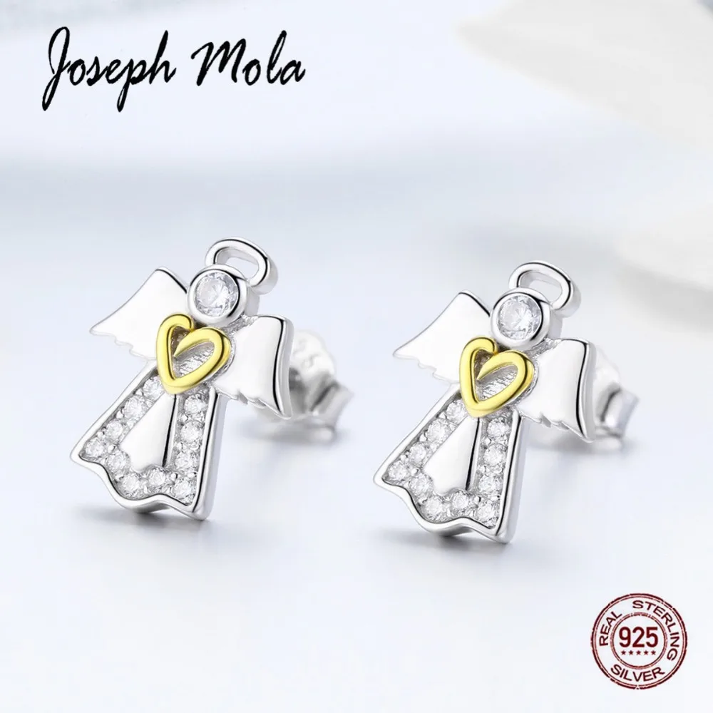 Joseph Mola 925 серебро религиозный Guardian Angle ZC клипсы с камнем Серьги для женщин подарок