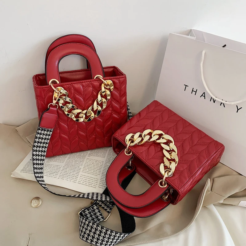 

Dress Handbag 2021 Women Brand Luxury Totes High Quality Fashion Classic Quilted Square Handle Bag Women Crossbody Shoulder Bags