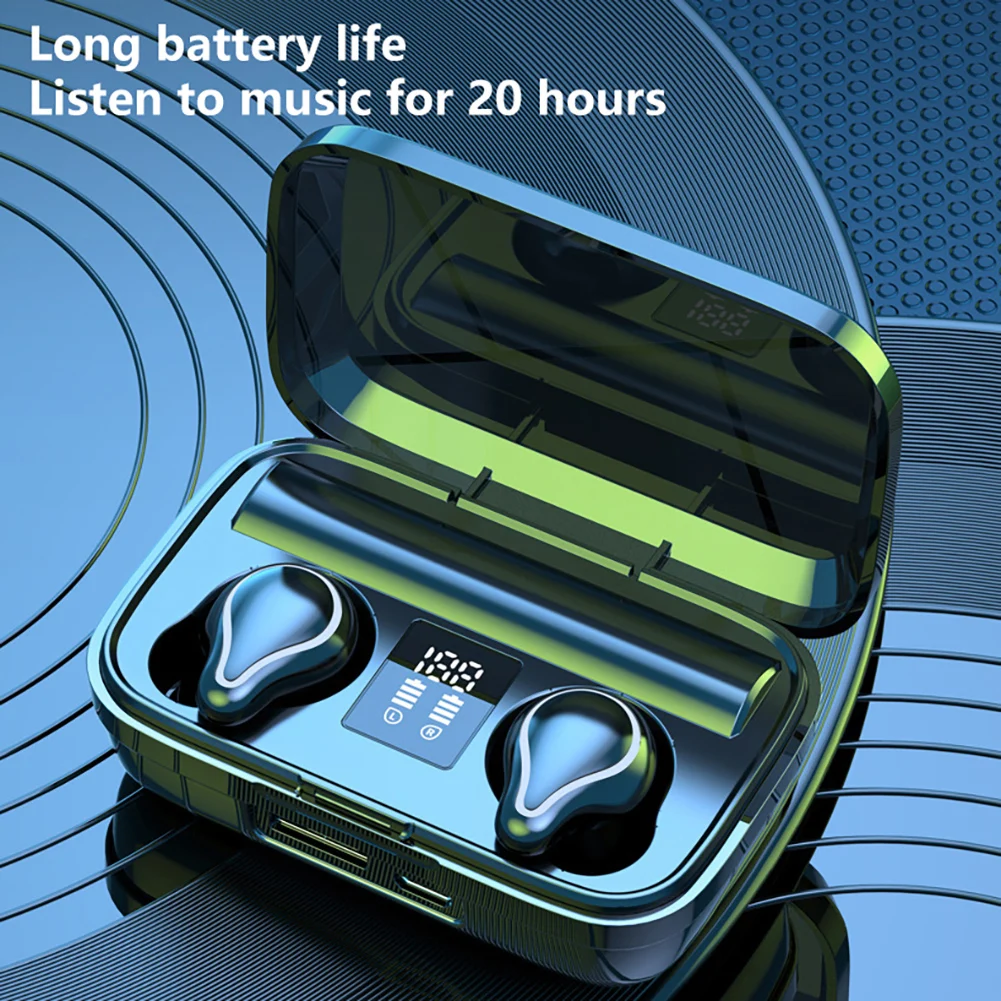 

Bluetooth-compatible With Microphones Sport Headsets LED Display Wireless Headphones Earbuds Waterproof Earphones