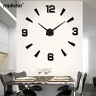 Часы настенные кварцевые с 3D номером, бесшумные акриловые зеркальные наклейки, для домашнего декора, большие размеры, 2021