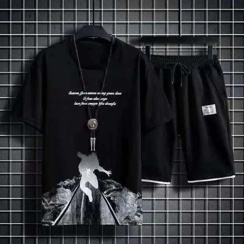 

Hong Kong Style Trendy Casual Suit Men's Summer Short-sleeved T-shirt Men's Korean Version of All-match Casual Shorts