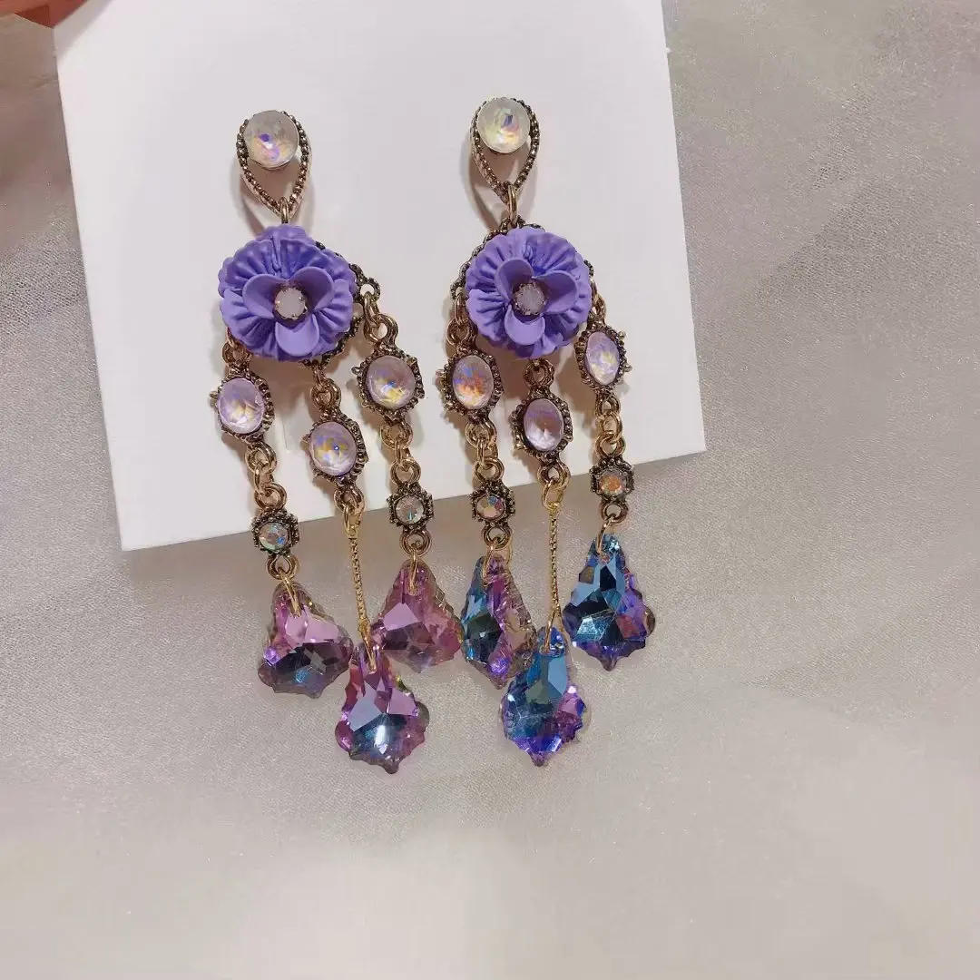 

New Arrival Luxury Crystal Long Dangle Earrings for Women Girls Holiday Gift Boho Tassel Statement Pendant Drop Earrings