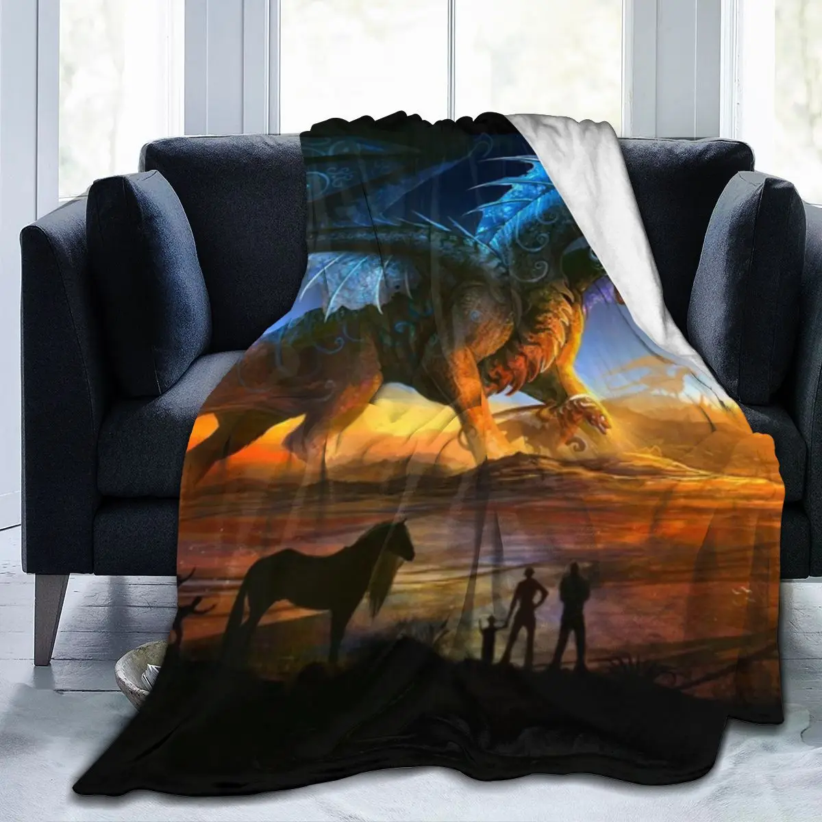 

Dragon And Moon Animals Galaxy Fleece Throw Blankets For Sofa Bed Couch Dropship Wholesaling Drop ship Blanket
