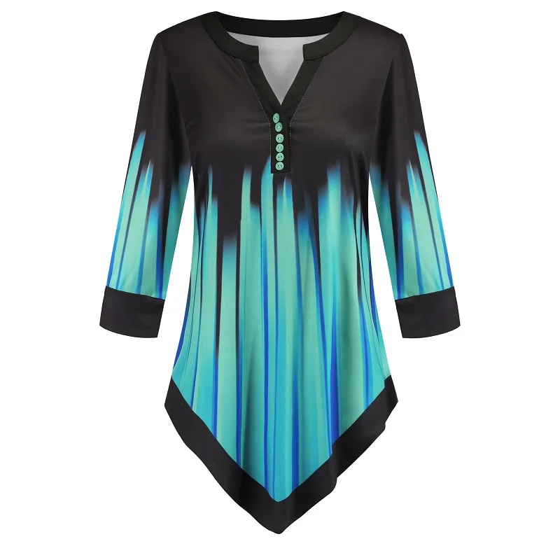 Весна 2020 женская блузка размера плюс Повседневная рубашка с рукавом в семь точек