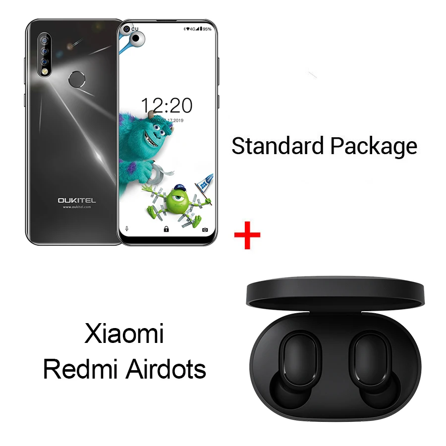 Black N Remi Airdots OUKITEL C17 Pro 6,3" 19,5: 9 Android 9,0 мобильный телефон MTK6763 Восьмиядерный 4 Гб ОЗУ 64 Гб ПЗУ двойная задняя Тройная камера 4G LTE смартфон - Цвет: Black N Remi Airdots