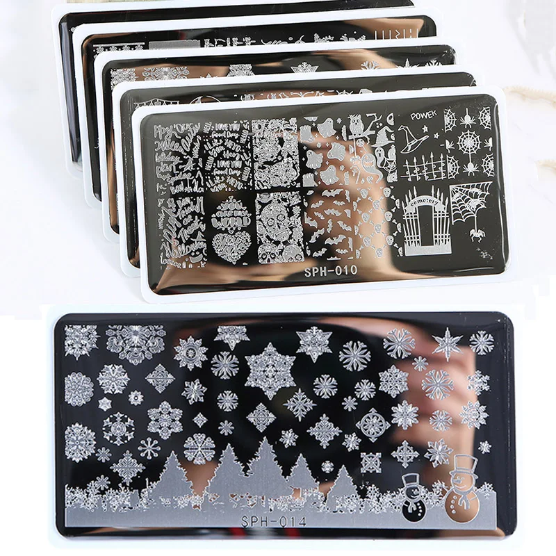 1 шт. Рождественская штамповочная пластина снежинки Дизайн ногтей шаблон 6 5*12 5 см