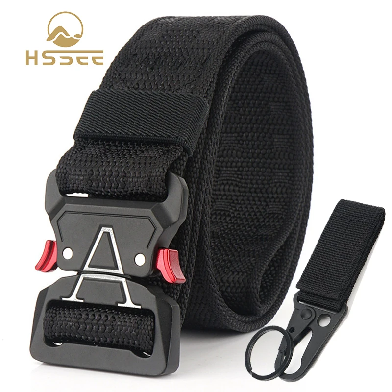 

Ремень HSSEE мужской тактический, мягкий армейский пояс из настоящего нейлона, с металлической пряжкой, защитой от коррозии, для катания на лы...