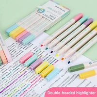12 color double head highlighter cute mildliner pen set fluorescent writing art pastel marker school office supplies stationery