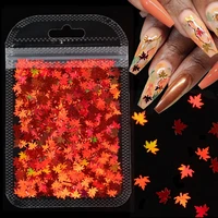 holographic maple leaf nails sequin laser leaf nail decorations diy autumn manicure design professional nail supplies