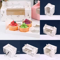 10pcs paper cup cake box transparent window portable muffin box white cardboard 1246 grain baking snack foods packaging box
