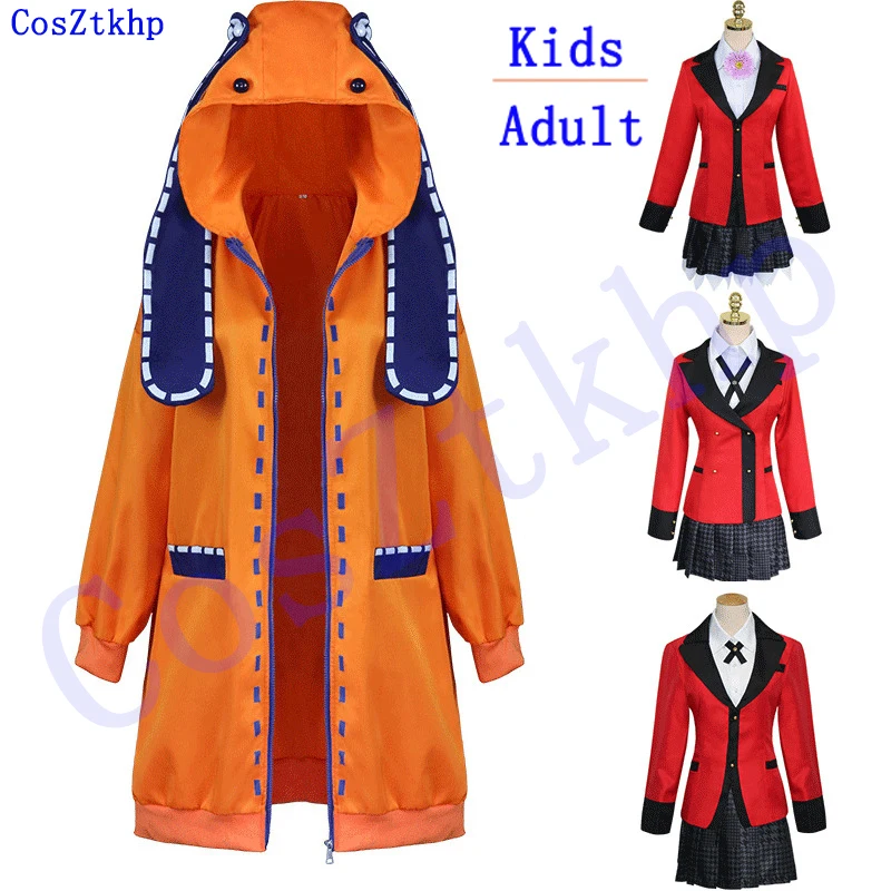 

Костюм Аниме Kakegurui Jabami для косплея, компульсивный игрок, Руна йомоцуки, толстовка, Женское пальто, Оранжевая Куртка с носками