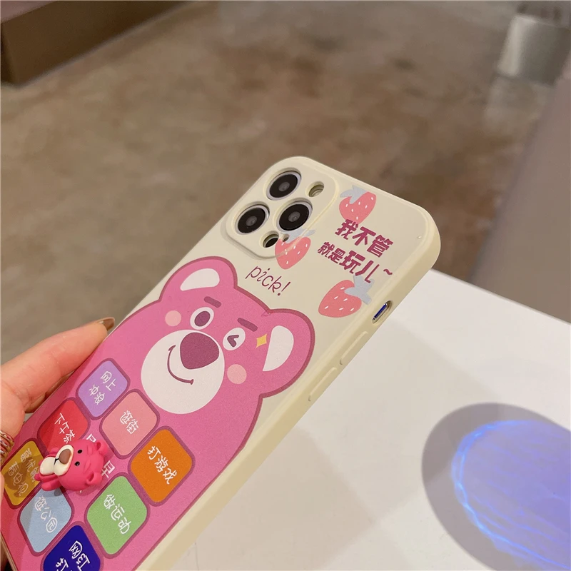 

Disney Cartoon Strawberry Bear Stereo Turntable Phone Case for iPhone12/XS/for iPhone11ProMax/8plus/XSMAX/7plus/xr/7p/8p/12mini