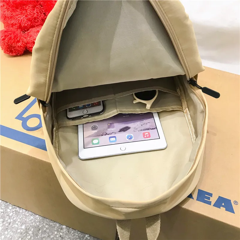 Нейлоновый рюкзак женский Одноцветный дорожная сумка большая на плечо для