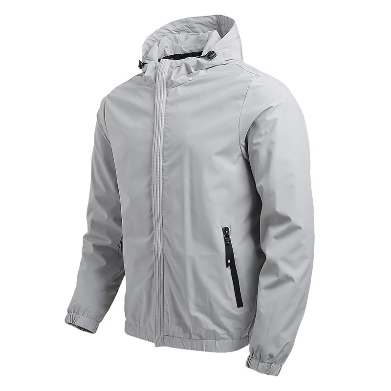 

2020 Autumn Men's Stand Collar Thin Casual Jacket Youth Hooded Pure Color Handsome Jacket