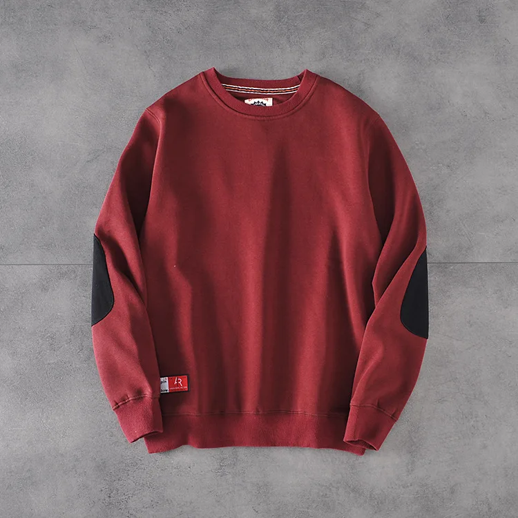 

WX12 Loose loop sleeve stitching fashion men's Plush round neck Pullover Sweater 53003