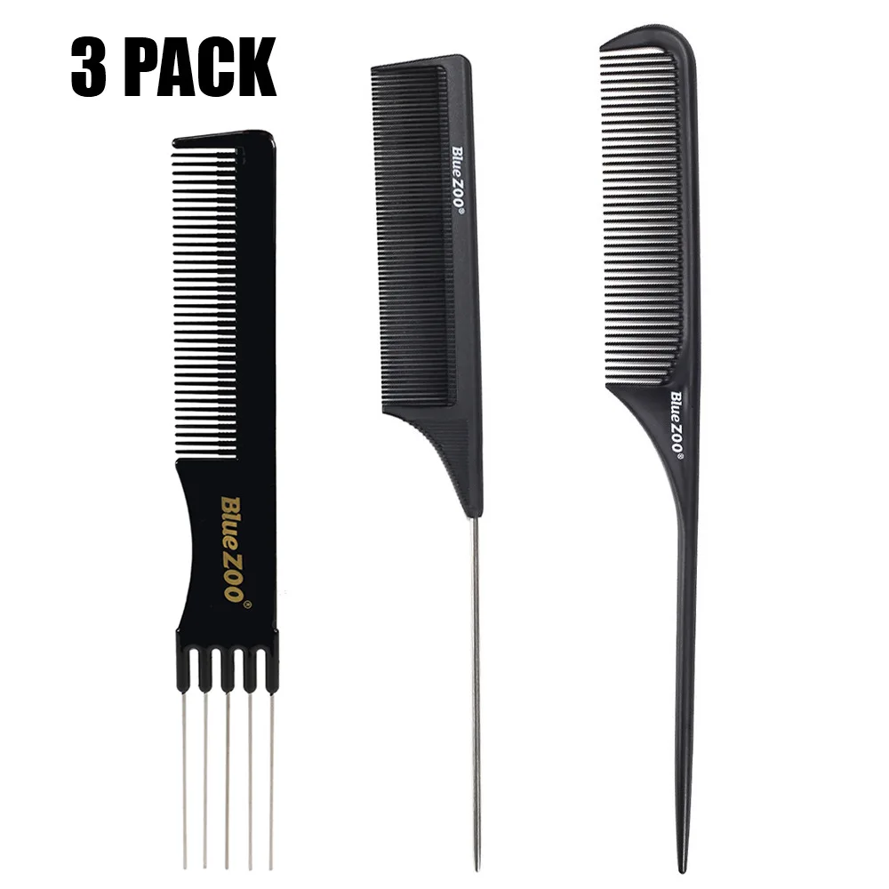 

Blue Zoo Hairdressing Tail Comb Comb Anti-Static Carbon Fiber Comb Steel Needle Comb 3 Sets Gift for Father