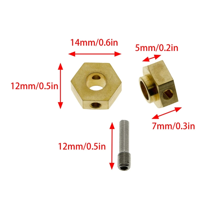 

5/6/8/10/12mm Brass Hex Wheel Hub Counterweight Adapter for SCX10 III RC Crawler
