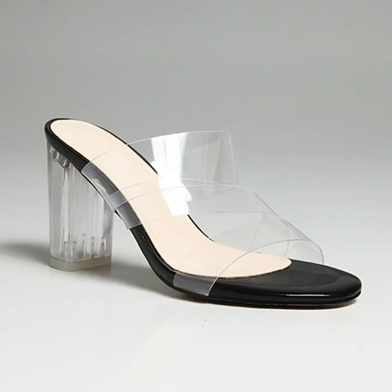 Новые ПВХ белые прозрачные шлепанцы с открытым носком пикантная обувь