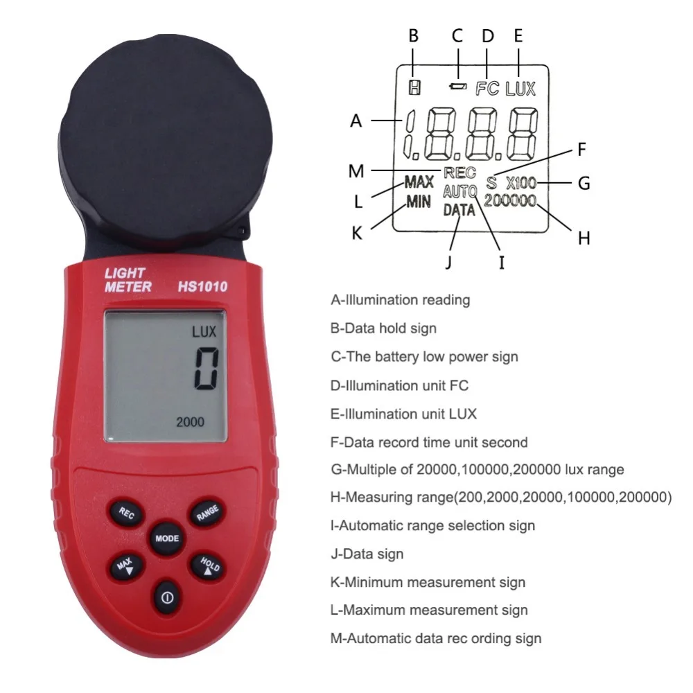 200000 люминометр Photometer Lux FC цифровой измеритель освещения | Инструменты