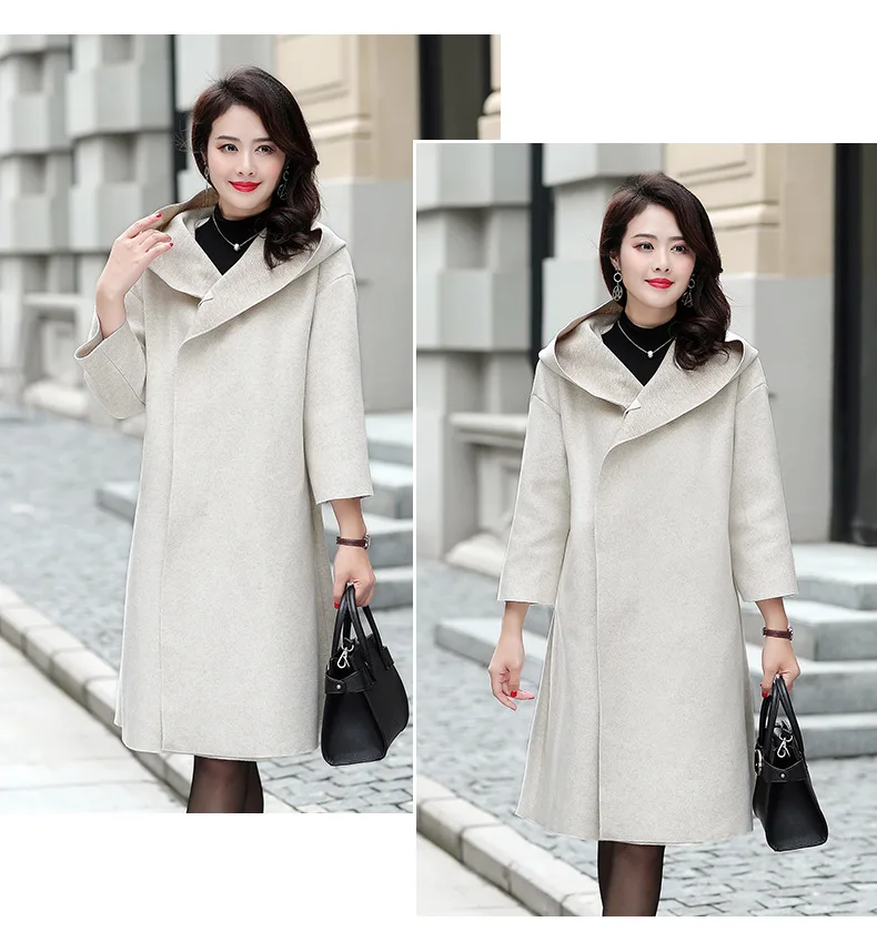 Fashion Solid Long Wool Coat Office Lady Single Button Wool Blend Coat and Jacket Elegant Women Coats Autumn Winter