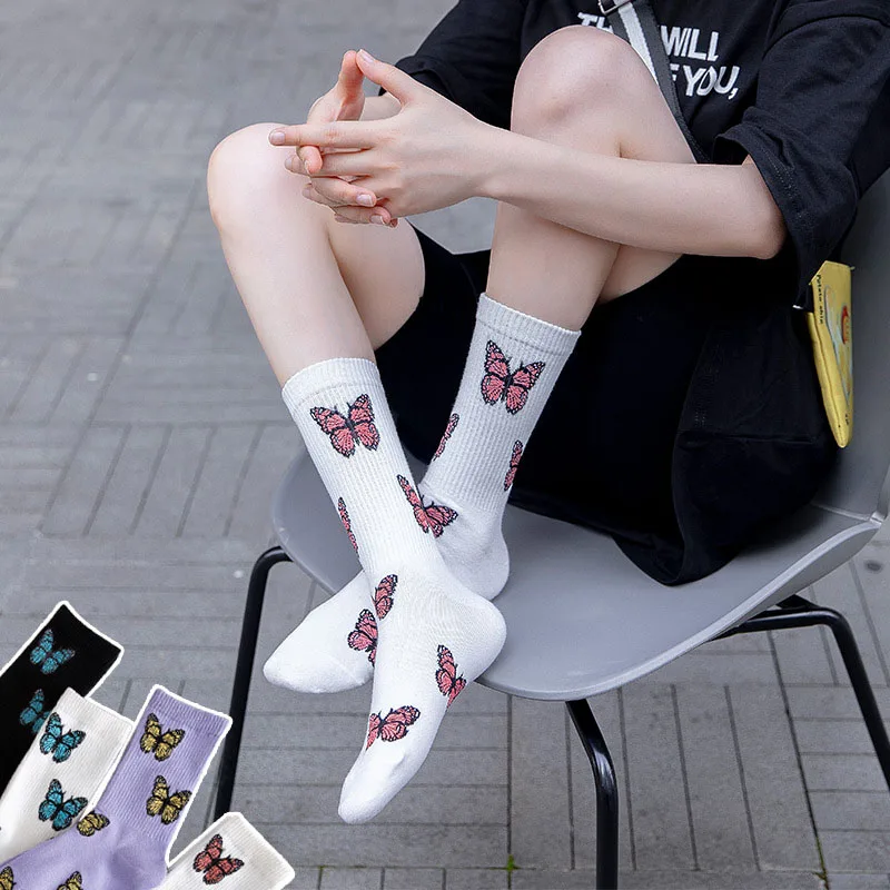 Женские носки с бабочками милые в Корейском стиле японском | Женская одежда