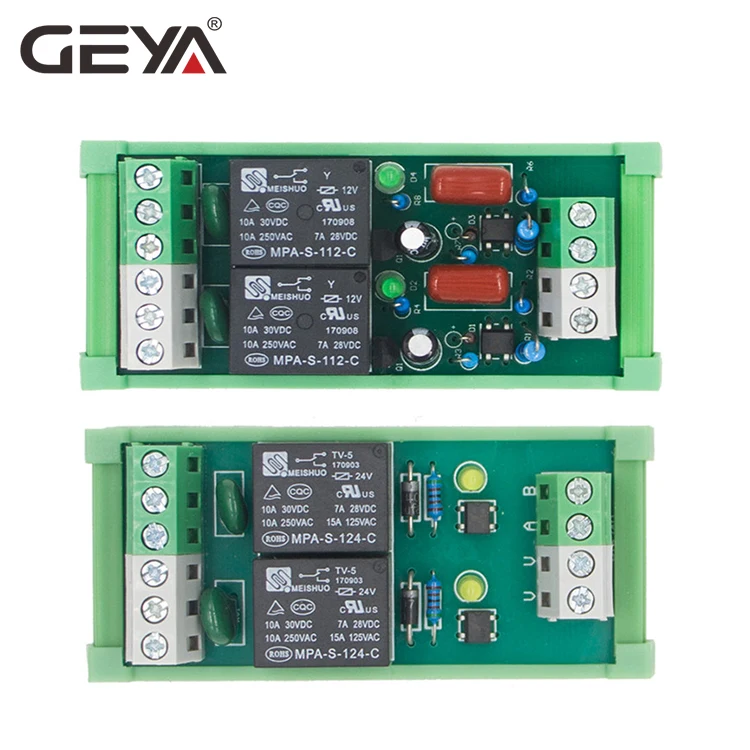 GEYA 2 канальный релейный модуль переменного тока/DC 12V 24V AC230V электромагнитное реле общего назначения AC220v триггерный релейный модуль